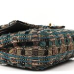 Tweed Metallic Lambskin Quilted Egyptian Double Flap Multicolor Gold - Image 9