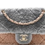 Shearling Sheepskin Single Flap Gray Pink Beige - Image 8