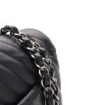 Iridescent Caviar Chevron Quilted Medium Double Flap Black - Image 11