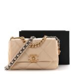 Goatskin Quilted Medium Chanel 19 Flap Beige - Image 14
