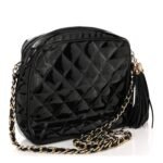 Patent Quilted Tassel Camera Case Black - Image 3