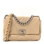 Lambskin Quilted Medium Chanel 19 Flap Beige
