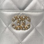 Lambskin Quilted Chanel 19 Phone and Card Holder Silver - Image 8