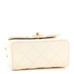 Lambskin Handle Crush Top Handle Flap Bag White - Image 4
