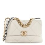 Goatskin Quilted Large Chanel 19 Flap White