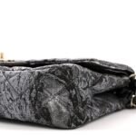 Metallic Brocade Quilted Medium Double Flap Dark Grey - Image 9