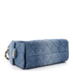 Washed Denim Quilted Mini Chanel 25 Handbag Blue - Image 4