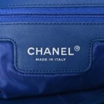 Mixed Fibers Lambskin Venise Biarritz Maxi Tote Blue White - Image 6