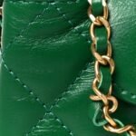 Shiny Aged Calfskin Quilted Mini Nano Kelly Shopper Green - Image 8