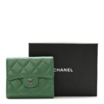 Lambskin Quilted Compact Flap Wallet Green - Image 10