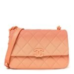 Shaded Caviar Quilted My Everything Small Flap Orange Light Orange