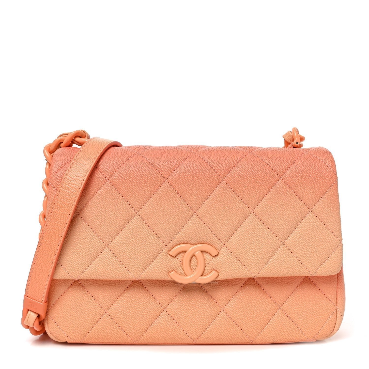 468e3b75a3d7eba48344abd4bc96486d.jpg Shaded Caviar Quilted My Everything Small Flap Orange Light Orange - Image 1