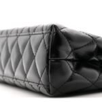 Shiny Aged Calfskin Quilted Nano Kelly Shopper Black - Image 10