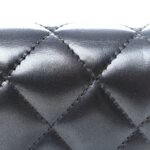 Metallic Lambskin Quilted Large Gusset Flap Wallet Dark Blue - Image 9