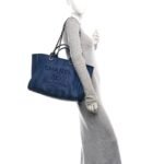 Mixed Fibers Striped Medium Deauville Tote Navy Blue - Image 2