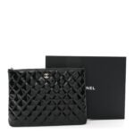 Patent Calfskin Quilted Medium Cosmetic Case Black - Image 8