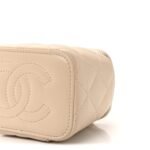 Lambskin Quilted Top Handle Mini Vanity Case With Chain Beige - Image 10
