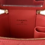 Lambskin Quilted Crystal Top Handle Mini Vanity Case With Chain Coral - Image 6