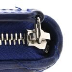 Lambskin Quilted Zip Around Coin Purse Wallet Blue - Image 9