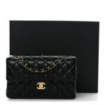 Lambskin Quilted Small Double Flap Black - Image 11