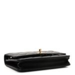 Lambskin Quilted Trendy CC Wallet On Chain WOC Black - Image 4