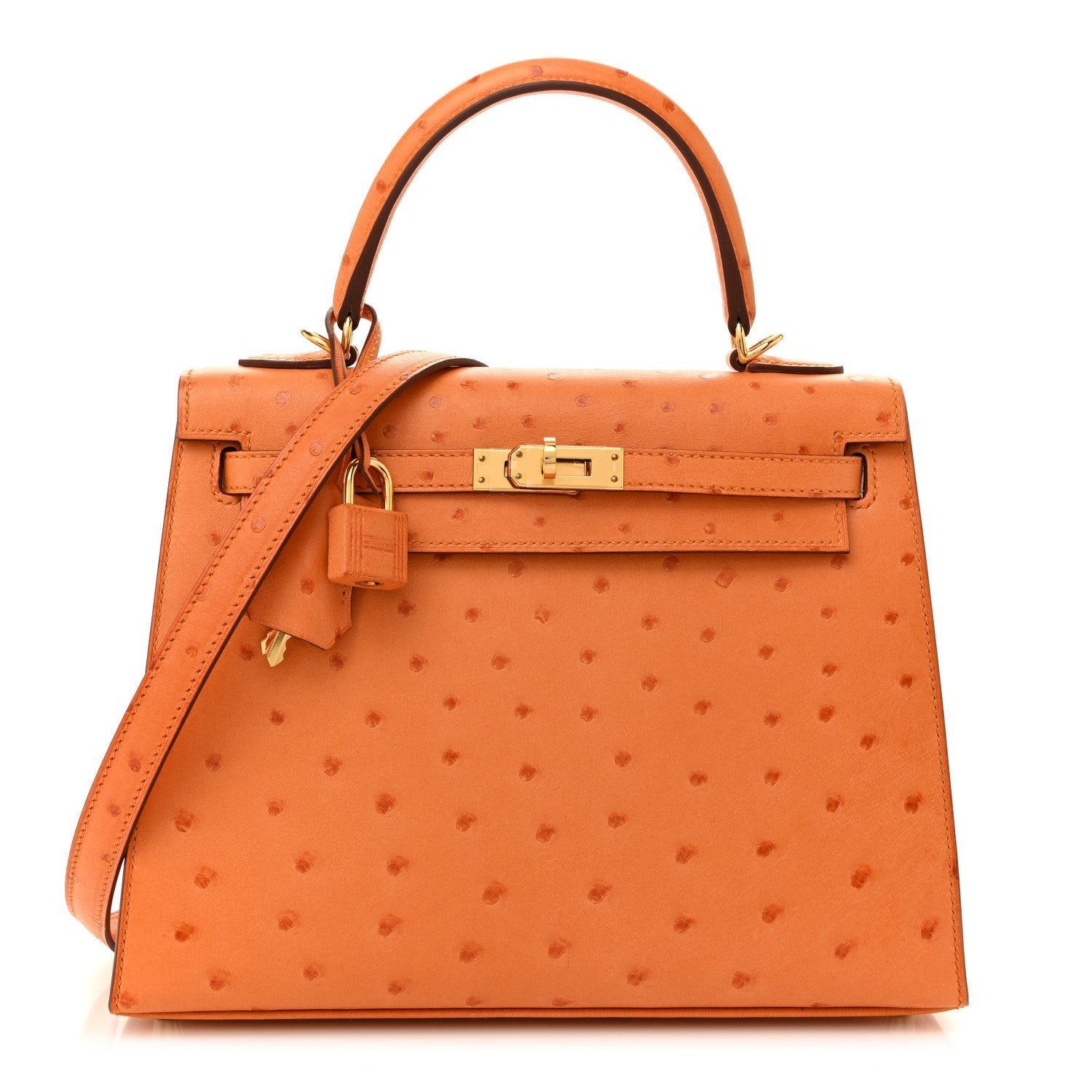 4d983392d8da9526db646b7808e76ec9.jpg Ostrich Kelly Sellier 25 Abricot - Image 1