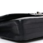 Iridescent Caviar Chevron Quilted Medium Double Flap Black - Image 9