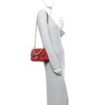 Iridescent Calfskin Quilted Small Straight Lined Flap Red - Image 2