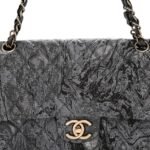 Metallic Brocade Quilted Medium Double Flap Dark Grey - Image 8