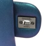 Metallic Lambskin Quilted Medium Double Flap Turquoise - Image 7