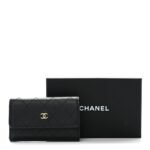 Goatskin Quilted Flap Card Holder Black - Image 9