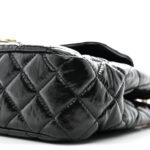 Shiny Crumpled Calfskin Quilted Wavy CC Hobo Black - Image 10