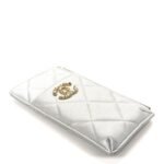 Lambskin Quilted Chanel 19 Phone and Card Holder Silver - Image 4