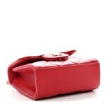 Lambskin Quilted Top Handle Flap Clutch With Chain Red - Image 4