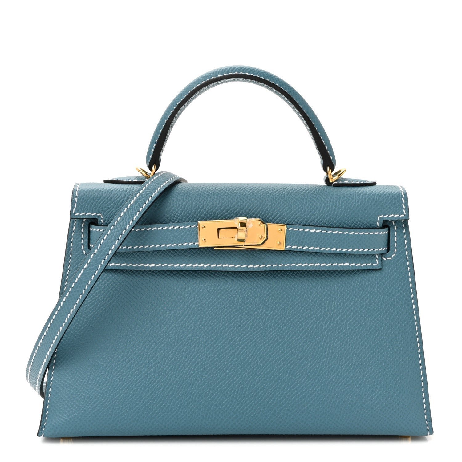 5953a4348d2e94e066521409a4b33124.jpg Epsom Mini Kelly Sellier 20 New Blue Jean - Image 1