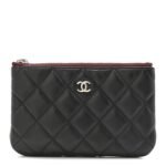 Lambskin Quilted Small Cosmetic Case Black