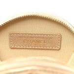Metallic Lambskin Quilted Round Clip On Coin Purse Airpods Case Gold - Image 8