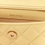 Lambskin Quilted Pearl Crush Clutch With Chain Yellow - Image 7