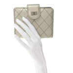 Metallic Aged Calfskin Stitched Reissue Compact Wallet  Silver - Image 2