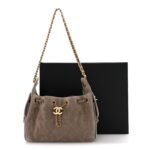 Suede Quilted Mini Chanel 25 Handbag Dark Grey - Image 14