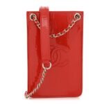Patent Crossbody CC Phone Holder Red