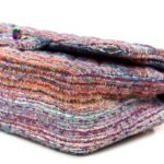 Tweed Quilted Medium Double Flap Blue Pink Orange - Image 11