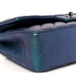 Metallic Lambskin Quilted Medium Double Flap Turquoise - Image 10