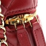 Lambskin Quilted Top Handle Slim Vanity With Chain Burgundy - Image 13