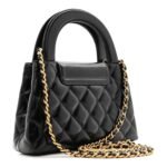 Shiny Aged Calfskin Quilted Nano Kelly Shopper Black - Image 3