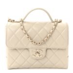 Lambskin Quilted Small Flap Top Handle Bag Grey