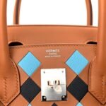 Swift Epsom Tressage Birkin 30 Gold Bleu de Nord Bleu Indigo - Image 6
