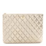 Metallic Aged Calfskin Quilted Medium 2.55 Reissue Cosmetic Case Gold