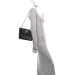 Lambskin Quilted Small Top Handle Shopping Bag Black - Image 2