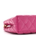 Shiny Aged Calfskin Quilted Nano Kelly Shopper Dark Pink - Image 9